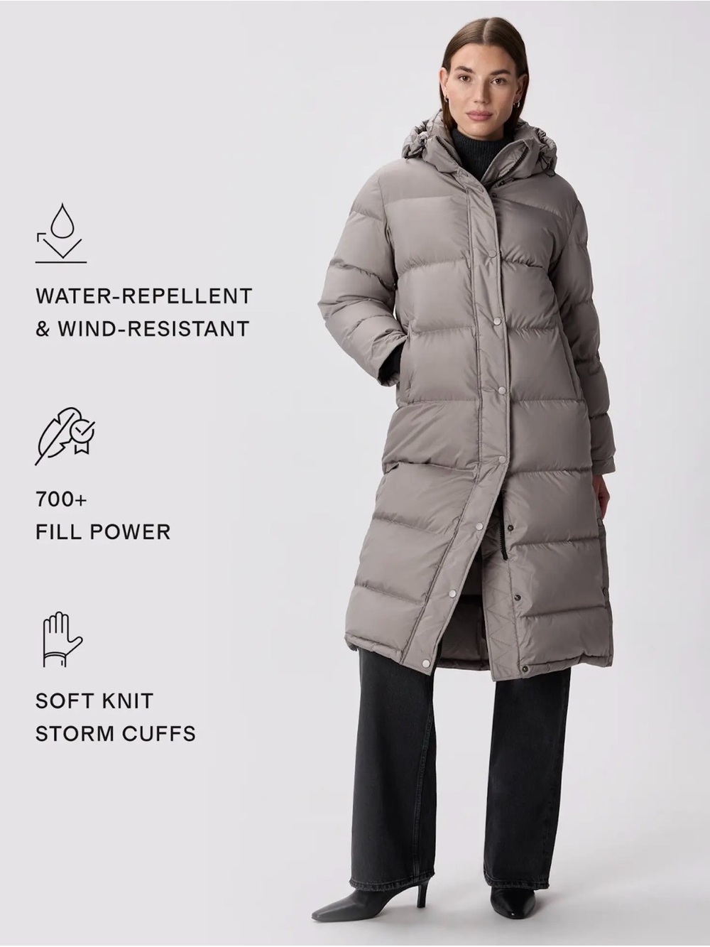 Quince Responsible Down Long Puffer Coat in Morel Grey Size Large y876 - Picture 3 of 12